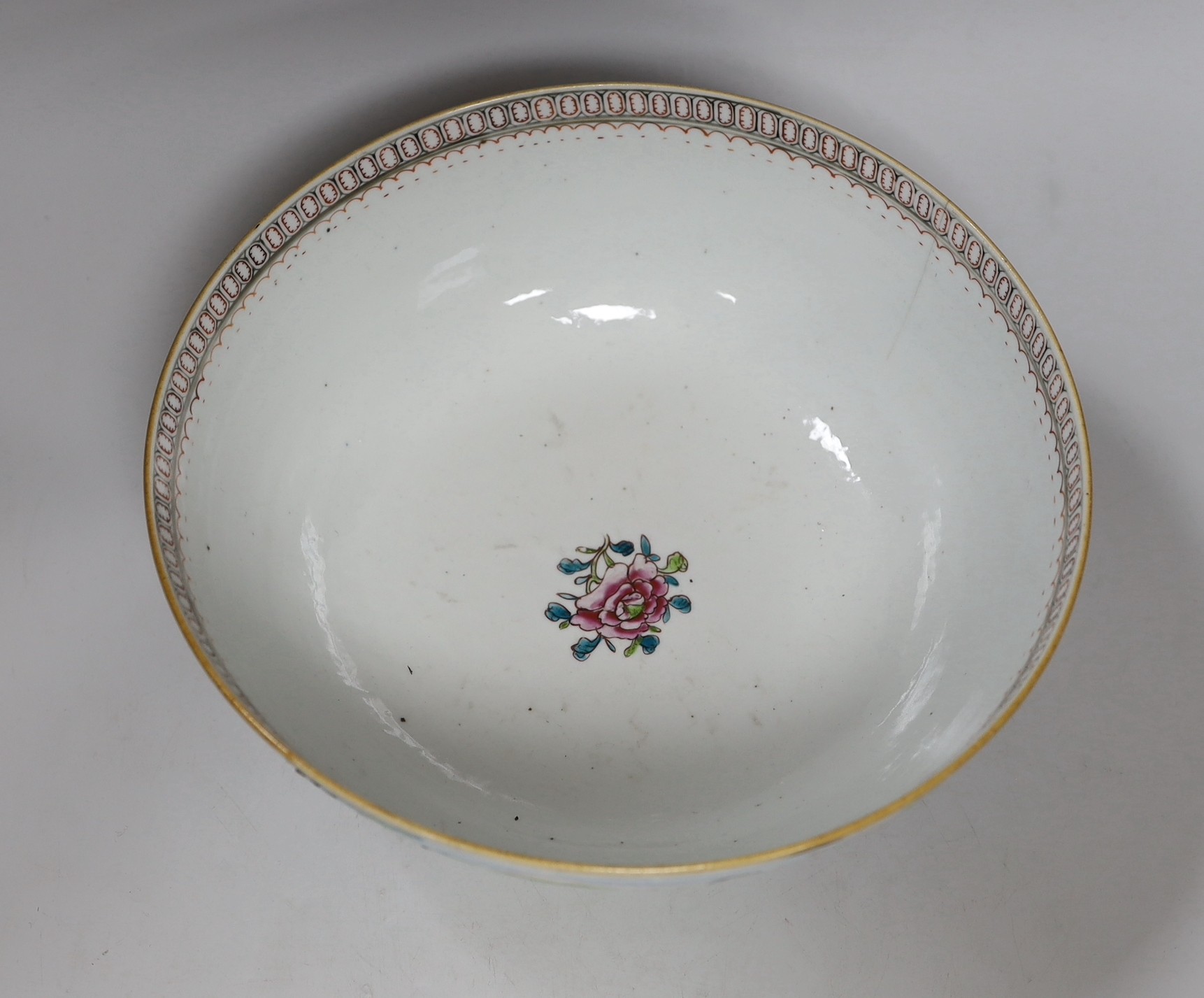 A Chinese famille rose ‘Mandarin’ bowl, Qianlong period, 27cm diameter